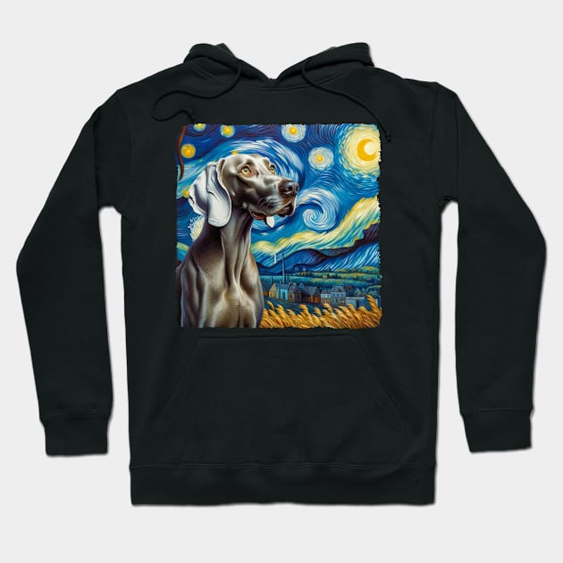 Starry Weimaraner Dog Portrait - Pet Portrait Hoodie by starry_night